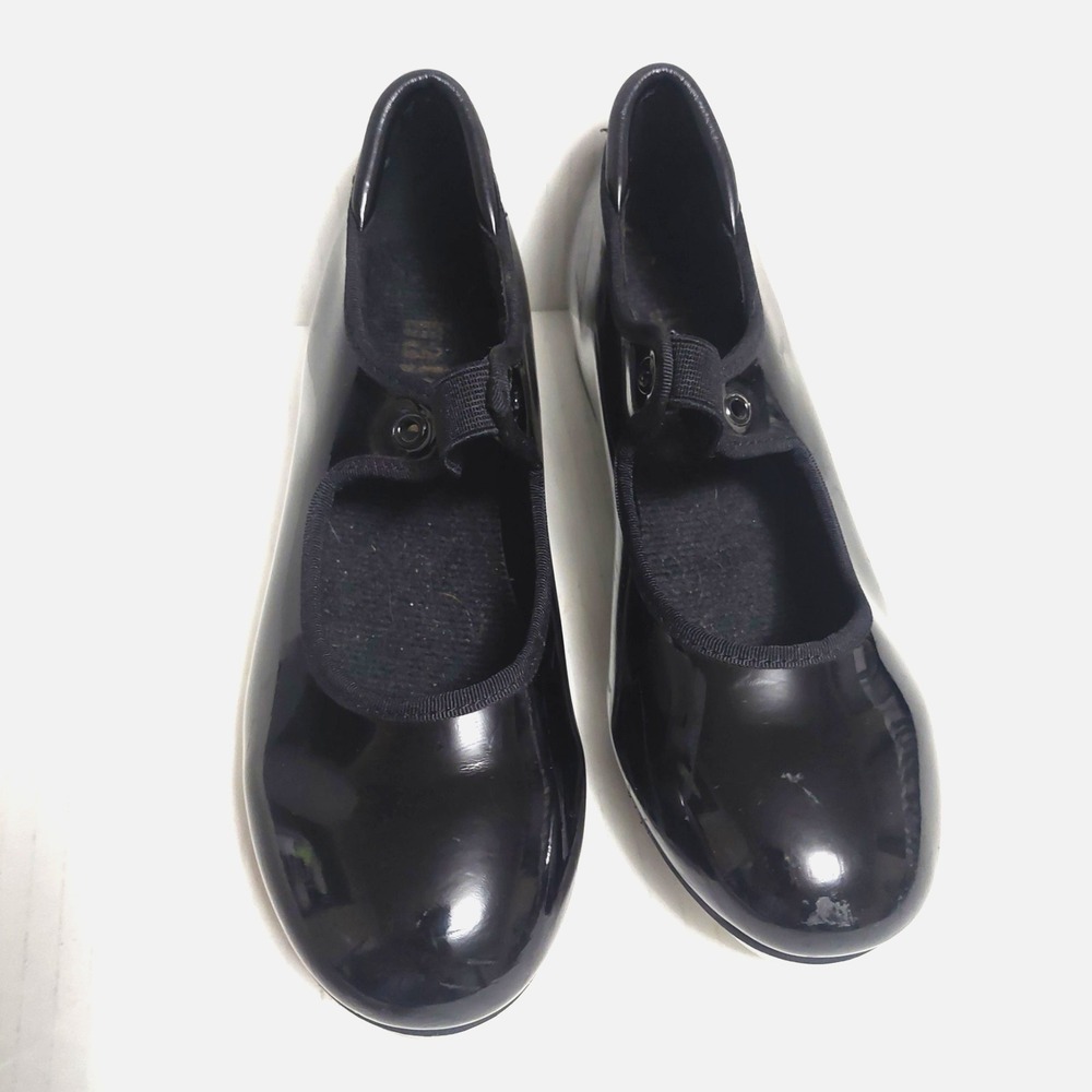 Children Balera Black Slip On Tap Shoes Style 860 Size 3.0A Med Elastic Strap